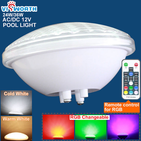 Ampoule LED PAR 56 36W couleur avec télécommande – speed-piscine